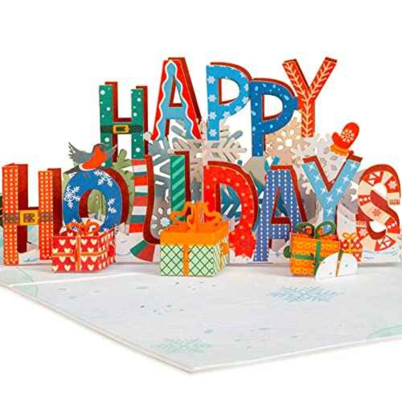 Paper Love Pop Up Christmas Card, Happy Holidays, Handmade 3D Popup Card, 5" x 7"